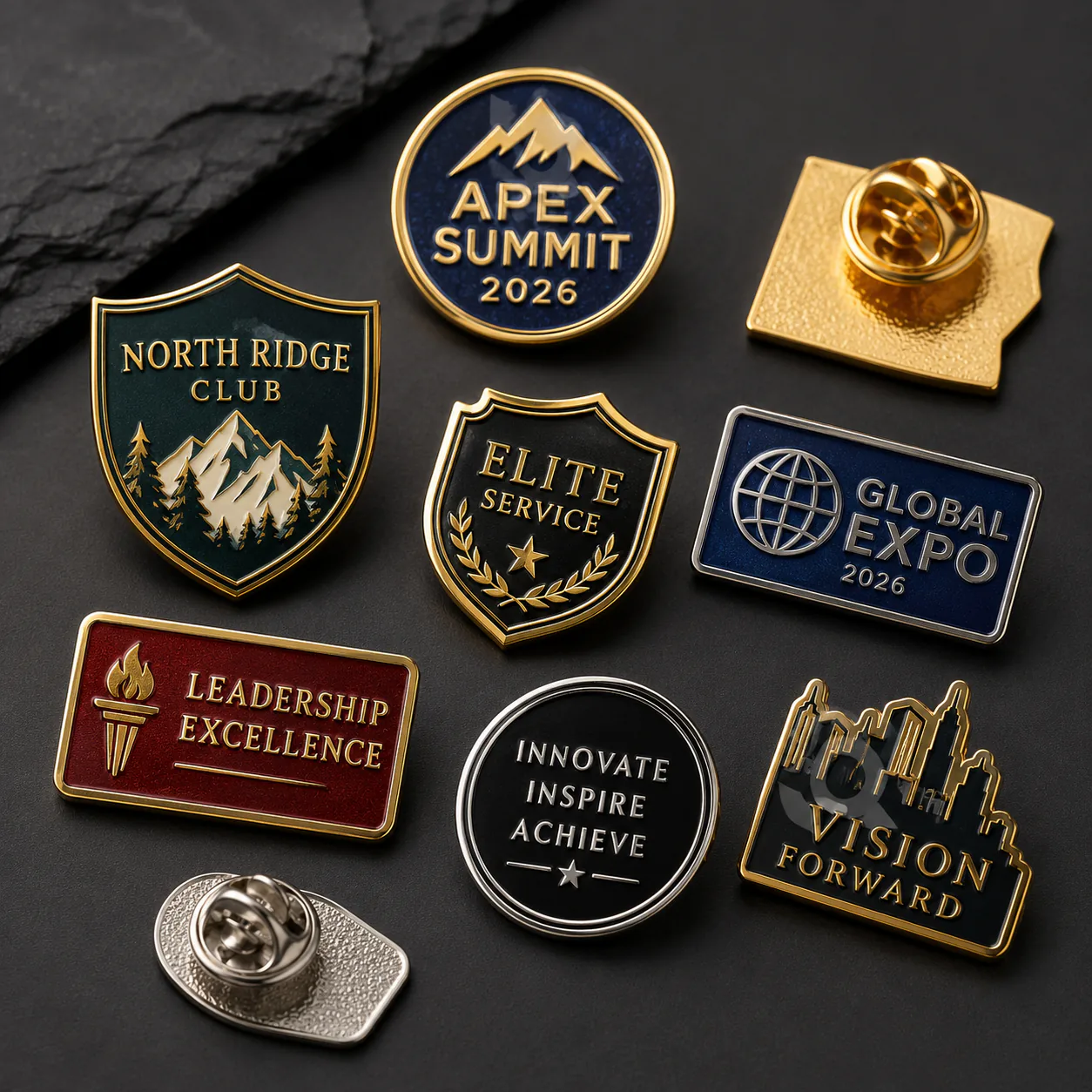 Insignias metálicas personalizadas con esmalte y relieve