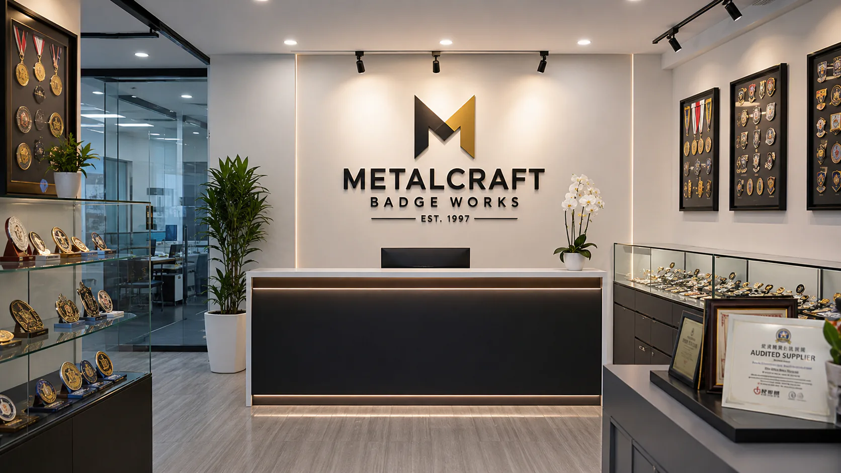 Fabricación de insignias metálicas en taller